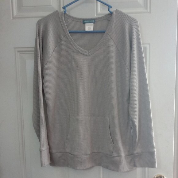 Grey waffle sweater with pockets Wake &Wear - Picture 1 of 9